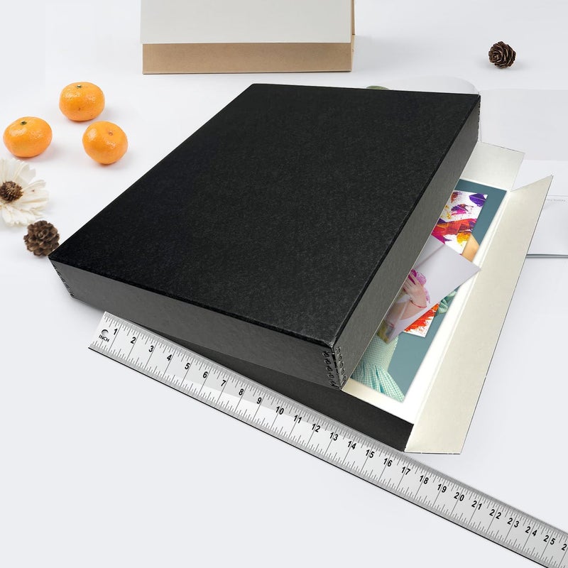 Lineco Museum Archival Storage Box, 16.75x20.75x3 in. Drop Front Design. Acid-Free with Metal Edge. Organize Photos, Pictures, Prints, Documents, Crafts, DIY. Black, 1 Pack - Image 3